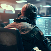 man with multiple computer monitors